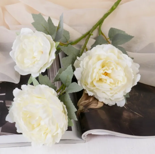 Цветок декор. пион лунная река цв.белый 12*85см 4557814