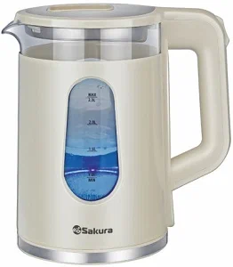 SAKURA Чайник эл. 2,0л стекл белый SA-2735W_