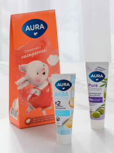 AURA набор подарочный: крем д/рук увлажняющий 30мл+крем д/рук комплексный 30мл