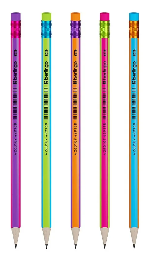 BERLINGO карандаш ч/г fuze hb трехгранный с ластиком/72