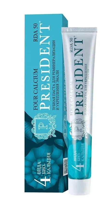 PRESIDENT паста зубная four calcium 50 RDA 75г