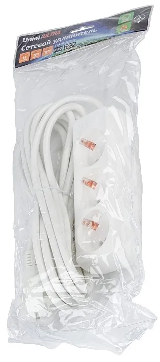 UNIEL удлинитель с заземлением 16А 3гн. 5м S-GCU3-5 WHITE