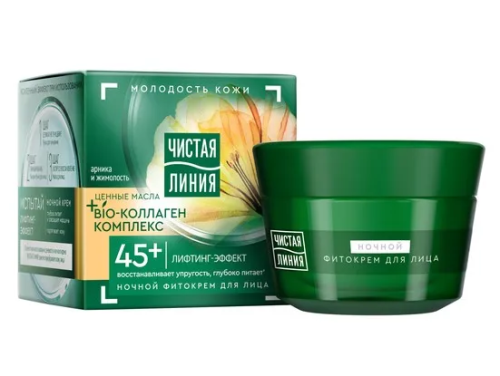 ЧИСТАЯ ЛИНИЯ фито-крем д/лица ночной от 45лет арника и жимолость 45мл