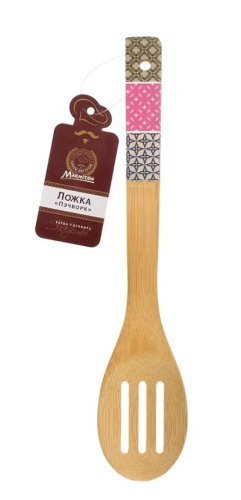 MARMITON ложка бамбуковая с отверстиями пэчворк 30см