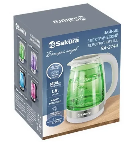 SAKURA чайник электрический 1,8л стекло SA-2744V