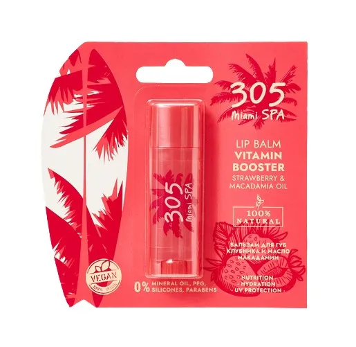 305 MIAMI SPA бальзам д/губ клубника и масло макадамии 4,8г