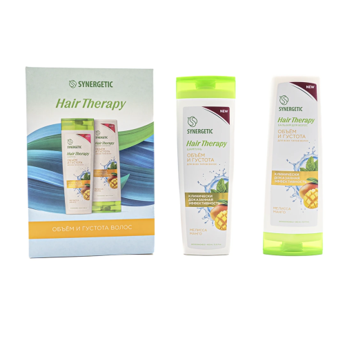 SYNERGETIC набор подарочный женский hair therapy объем и густота волос шампунь, бальзам