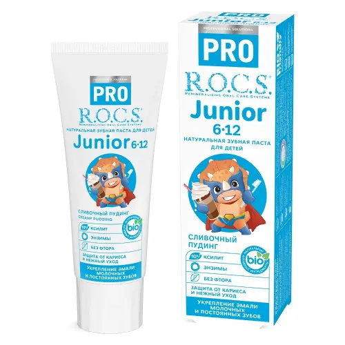 ROCS PRO Junior паста зубная детская 6-12 сливочный пудинг 74гр