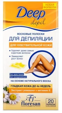 ФЛОРЕСАН полоски восковые д/депиляции чувст. кожи с ромашкой Ф484