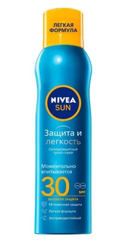 NIVEA Sun спрей солнцезащитный защита и легкость SPF30 200мл 80476