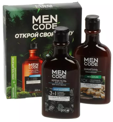 MEN CODE набор подарочный открой свою силу: крем-гель д/душа 300мл,шампунь д/волос укрепляющий 300м
