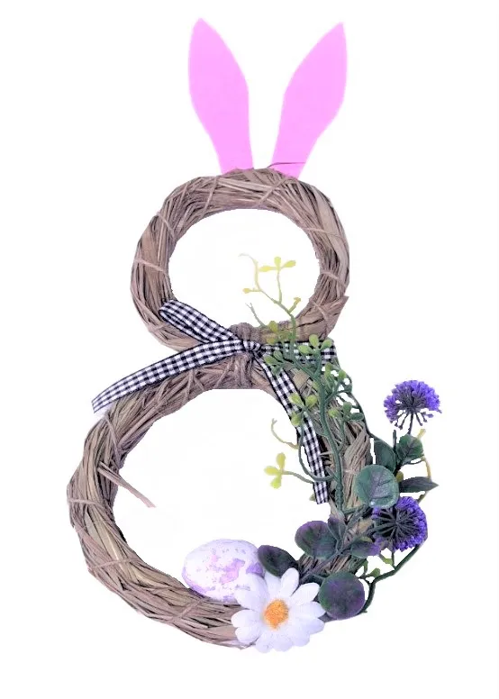 Украшение подвесное соломенное в виде восьмёрки 32*14см ED25071