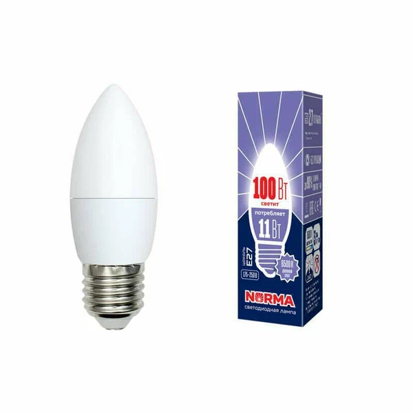VOLPE лампа светодиодная дневной белый свет LED-C37-11W/DW/E27/FR/NR