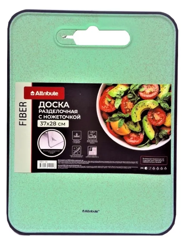 ATTRIBUTE доска разделочная fiber с ножеточкой 37*28см ABX133