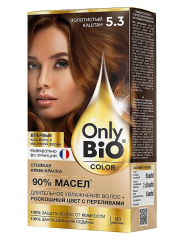 ONLY BIO COLOR крем-краска д/волос стойкая т.5.3 золотистый каштан