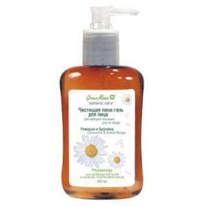 GREEN MAMA пена-гель д/лица ромашка и брусника чистящая 300мл
