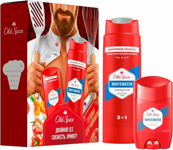 OLD SPICE набор подарочный: твердый дезодорант 50мл, гель д/душа 3в1 whitewater 250мл