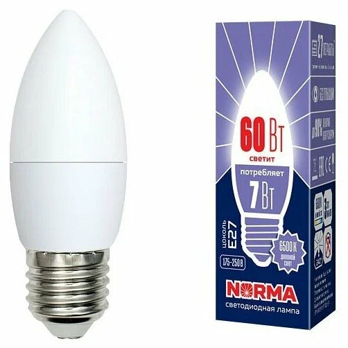 VOLPE лампа светодиодная norma LED-C37-7W/DW/E27/FR/NR_