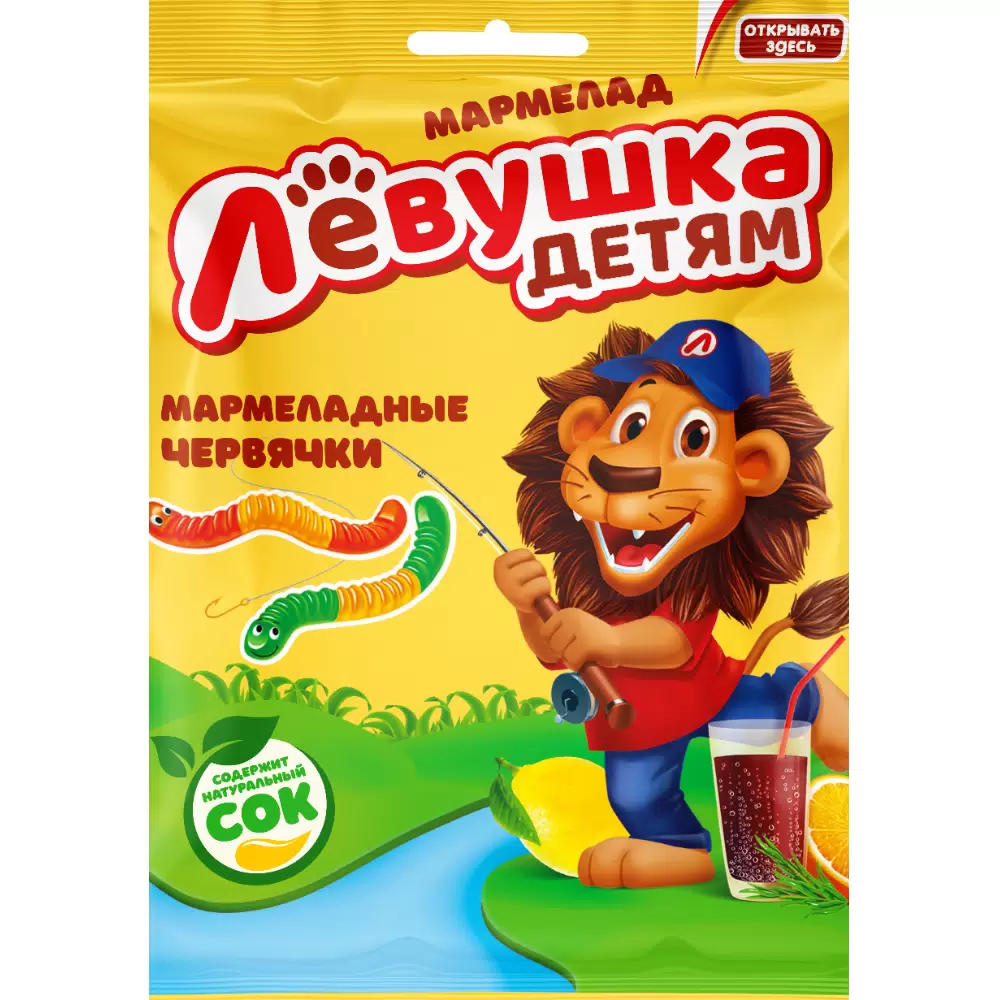 СЛАВЯНКА мармелад жевательный левушка детям червячки 70г/16
