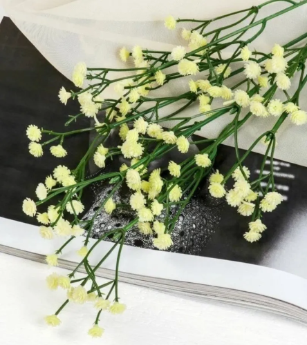 Цветы искусственные ветка гипсофилы жёлтый 1*53см 4301313
