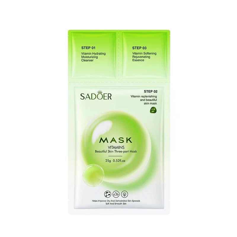 SADOER маска д/лица тканевая трехступенчатая с витамином 25г