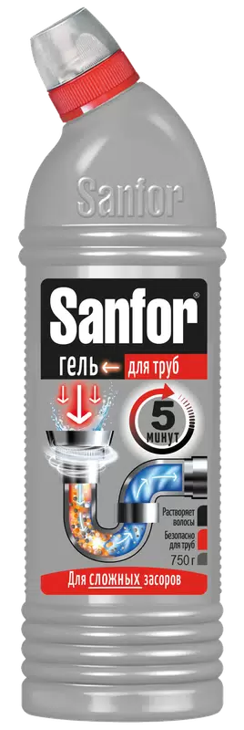 SANFOR средство д/очистки канализационных труб 750мл