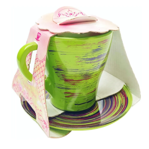 ДЕКОСТЕК Торнадо чайная пара салатовый-оранжевый 2649-Н