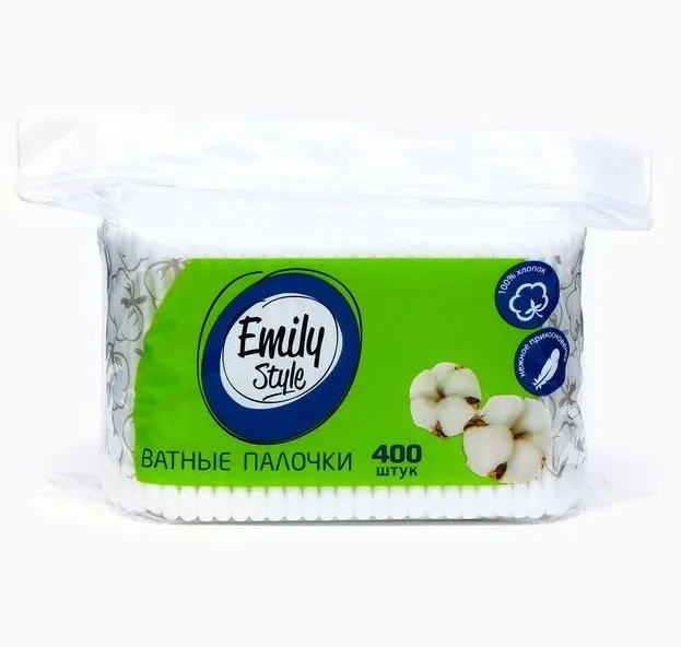 EMILY STYLE палочки ватные пакет с зиплоком 400шт