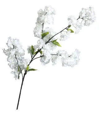 Цветок декор. ветка белая сакура из ткани 104*15*10см 88225