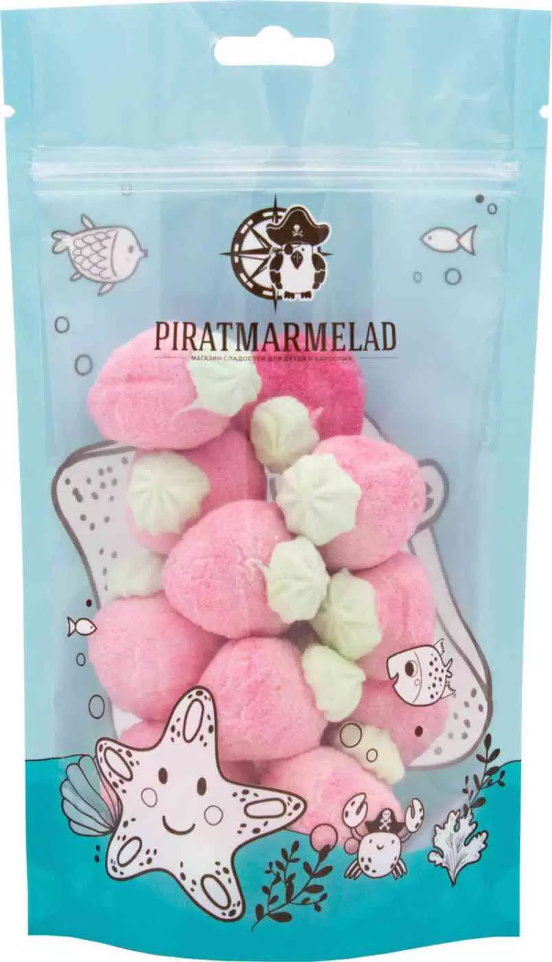 PIRATMARMELAD конфеты-маршмеллоу малина с начинкой желе 125г