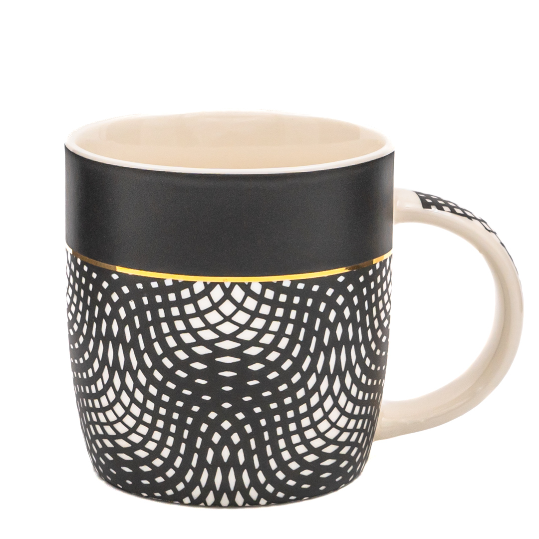 Кружка керамика Геометрия цв.черно-белый 350мл EA114