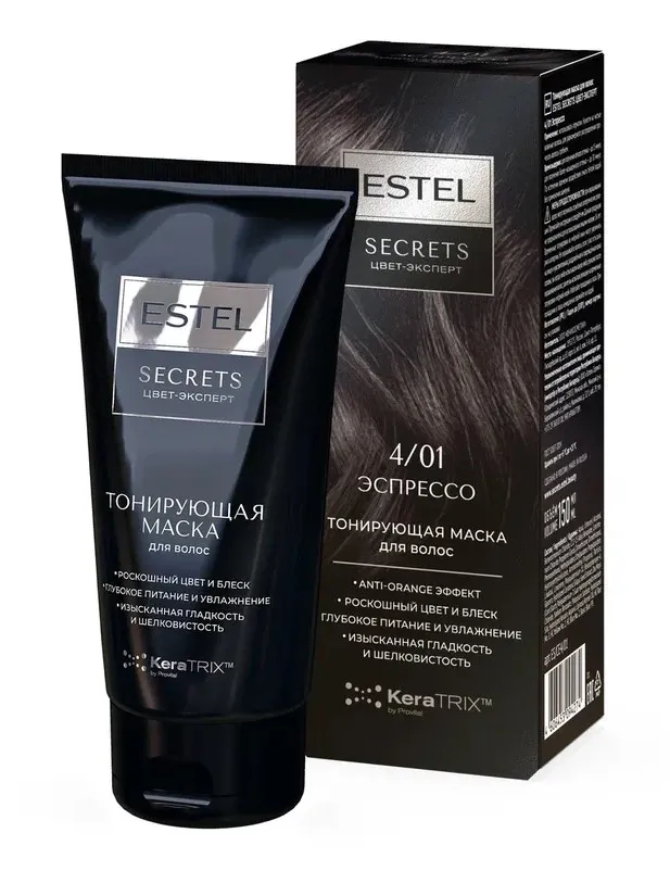 ESTEL Secrets Цвет-Эксперт маска тонирующая д/волос 4/01 эспрессо 15мл