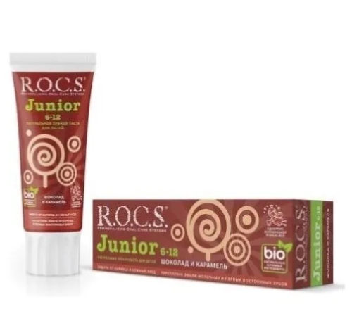 ROCS Junior паста зубная детская шоколад и карамель 74г