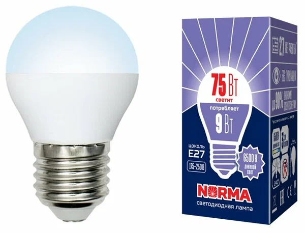 VOLPE лампа светодиодная norma LED-G45-9W/DW/E27/FR/NR