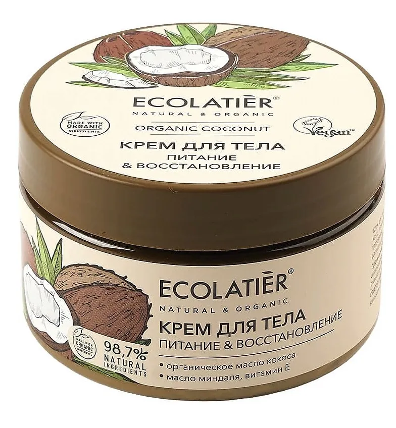 ECOLATIER Organic крем д/тела питание и восстановление coconut 250мл