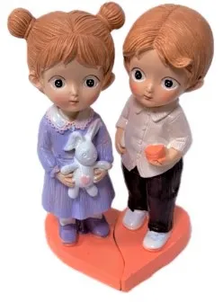 Сувенир полистоун парочка с зайком и шкатулкой 2шт 5,5*6,5*11см 10687388