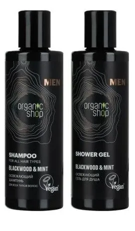 ORGANIC SHOP набор подарочный мужской blackwood & mint шампунь, гель д/душа