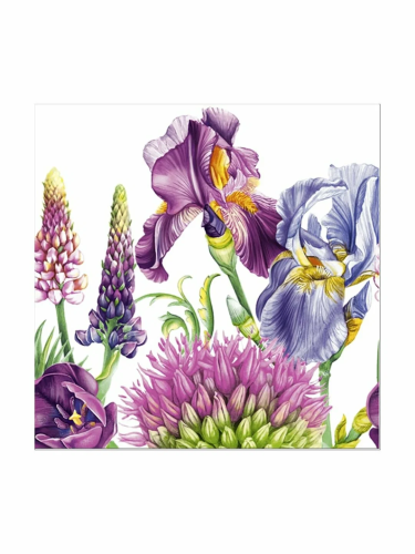 BOUQUET De luxe салфетки столовые декоративные ирисы 3сл. 24*24см 25шт