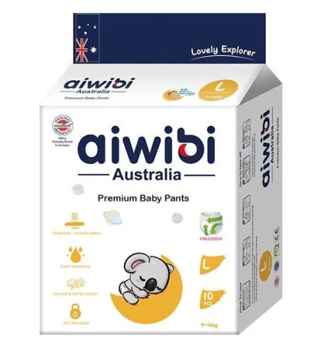 AIWIBI подгузники-трусики детские одноразовые 9-14кг 10шт AWB17-L