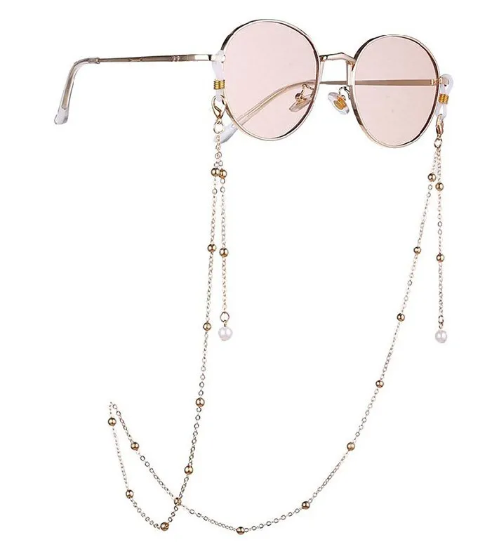 RINOVA цепочка д/очков цв.золото бусины металл жемчуг 162259