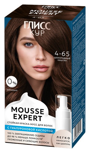 Краска-мусс для волос Глисс Кур Mousse Expert, тон: 4-65 шоколадный каштан, 85 мл