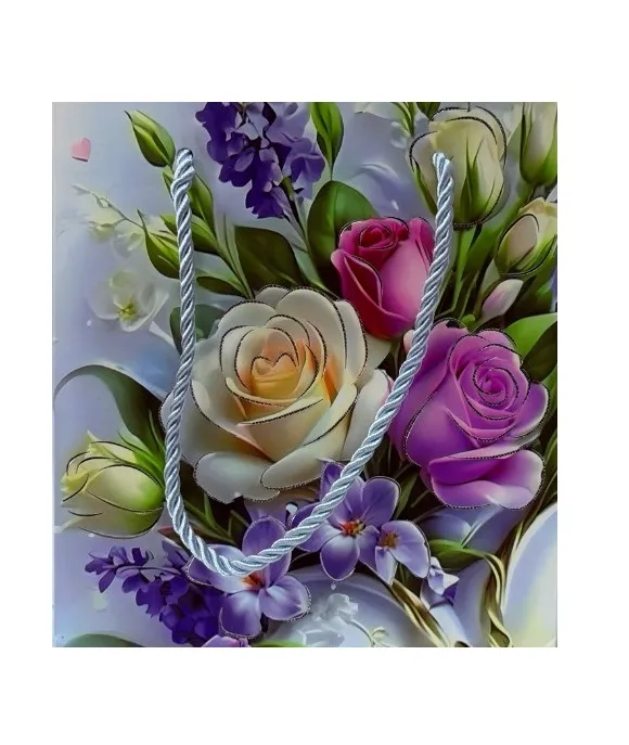 Пакет подарочный 14*15*7см Цветы EJ25298