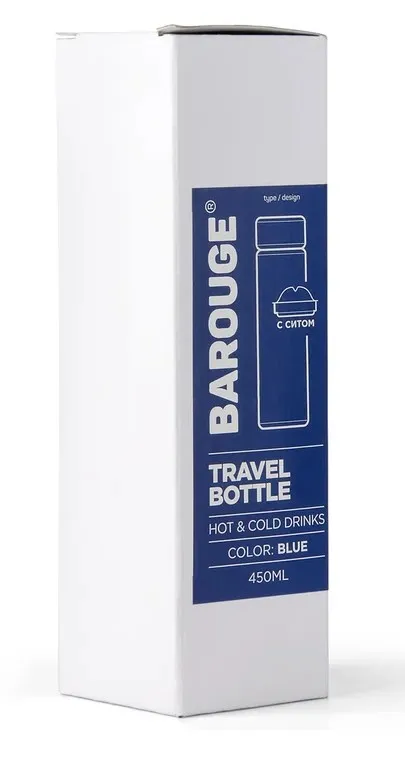BAROUGE Тревел термобутылка из нерж. стали цв.синий 450мл BТ-002