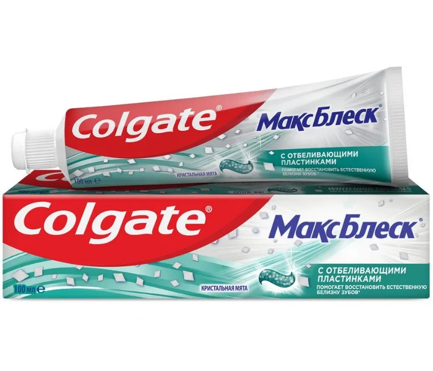 COLGATE паста зубная макс блеск с отбеливающими пластинками 100мл FCN89250/CN00849A