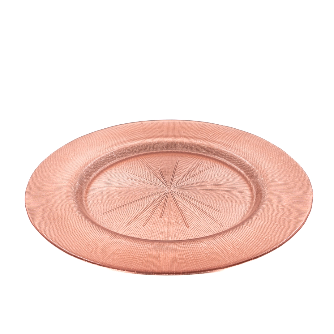 Блюдо стеклянное 32,5см цв.розовый арт.EA043