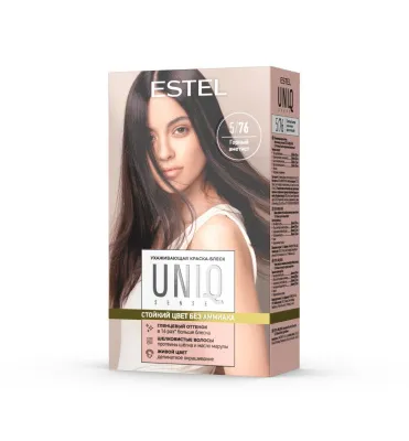 ESTEL UNIQ Sense краска-блеск д/волос без аммиака 5/76 св.шатен коричнево-фиолетовый