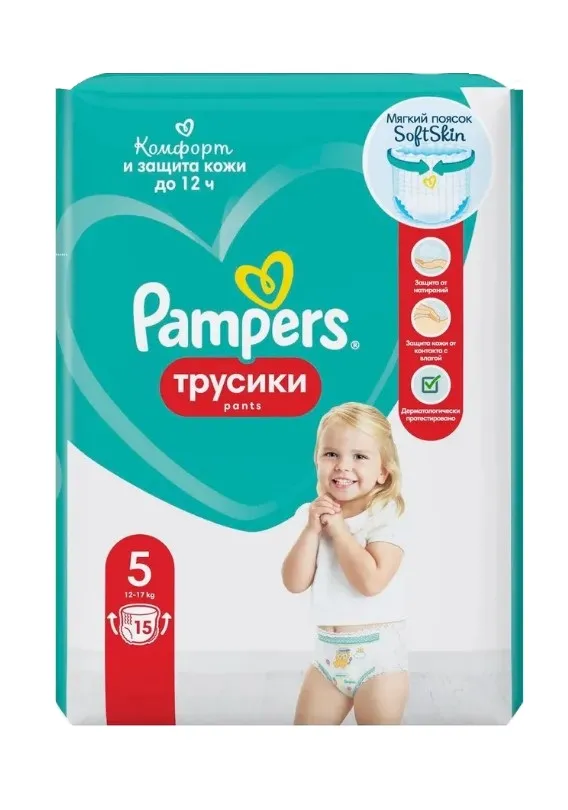 PAMPERS подгузники-трусики детские junior 12-17кг 15шт