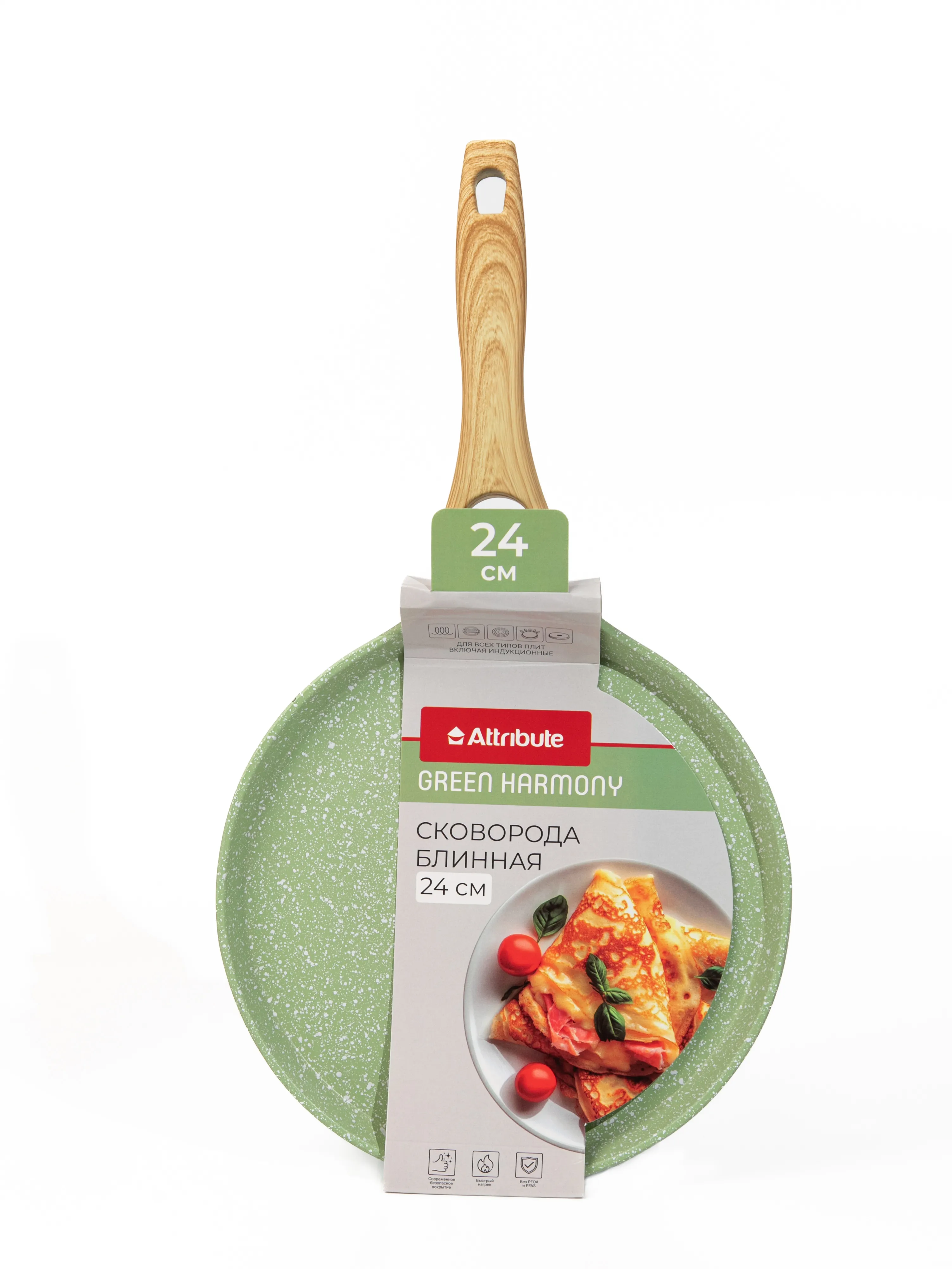 ATTRIBUTE Green harmony сковорода блинная 24см AFG244