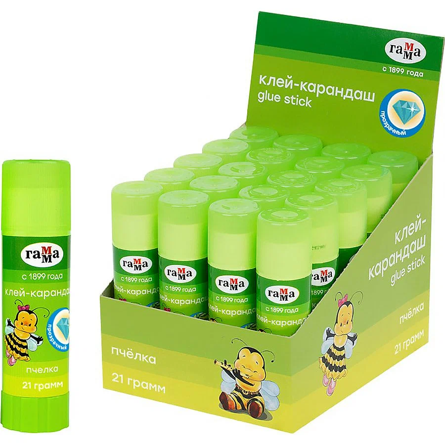 Клей-карандаш пчелка прозрачный 21г