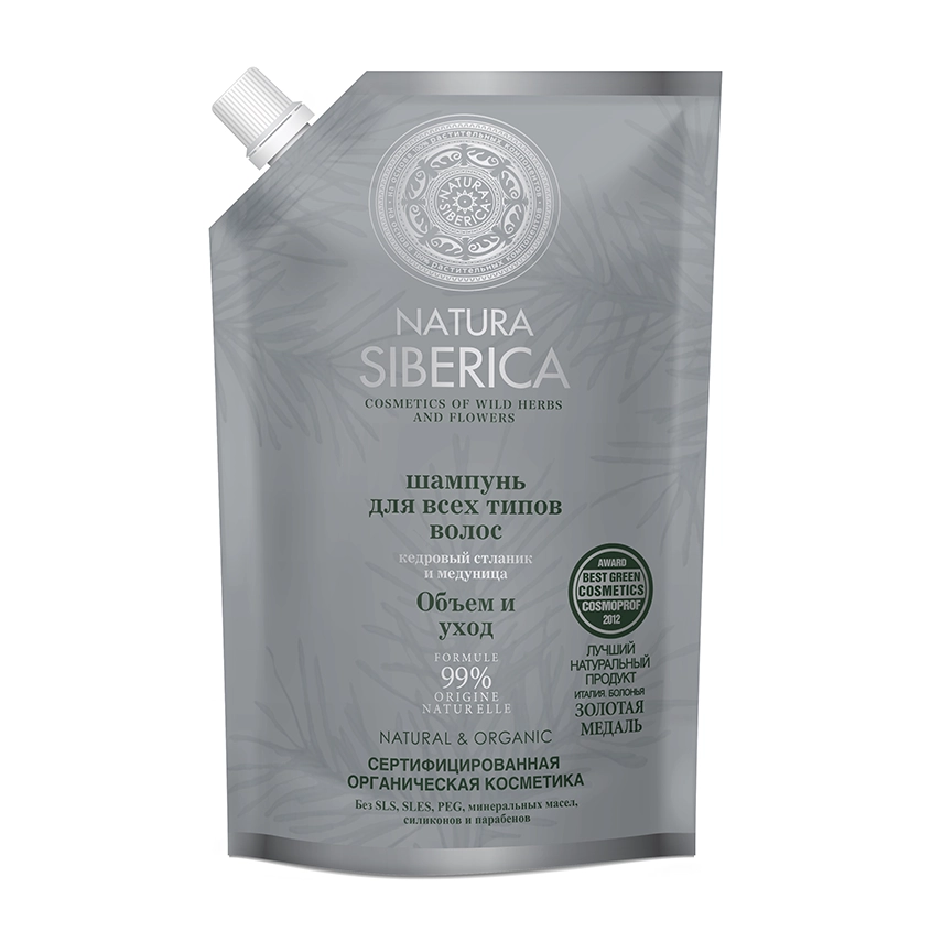 NATURA SIBERICA шампунь д/всех типов волос объем и уход мяг.уп. 500мл 4424